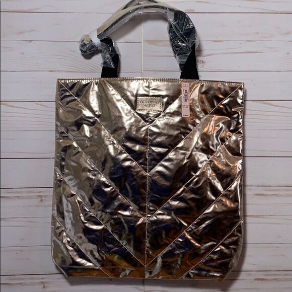 Victoria’s Secret Rose Gold Metallic Tote Bag - Picture 5 of 10